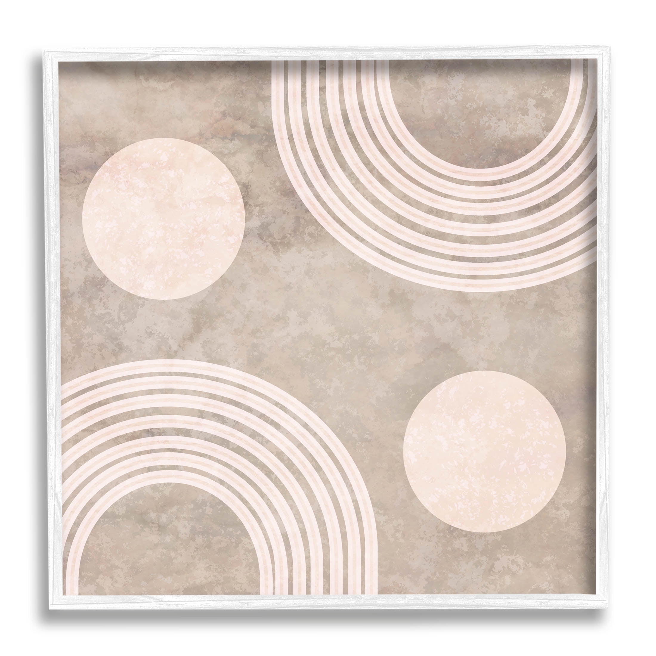 Beige Arch Geometric Shapes Abstract Graphic Art White Framed Art Print Wall Art