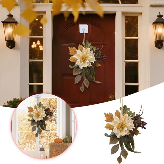 Beige Artificial Thanksgiving Maple Leaf Wall Hanging For Autumn Fall Holiday Home Decor