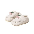 thumbnail image 1 of Beige Baby Towel Shoes With Heart Embroidery And Cherry Details, Warm Short Boots For Infants, 1 of 6