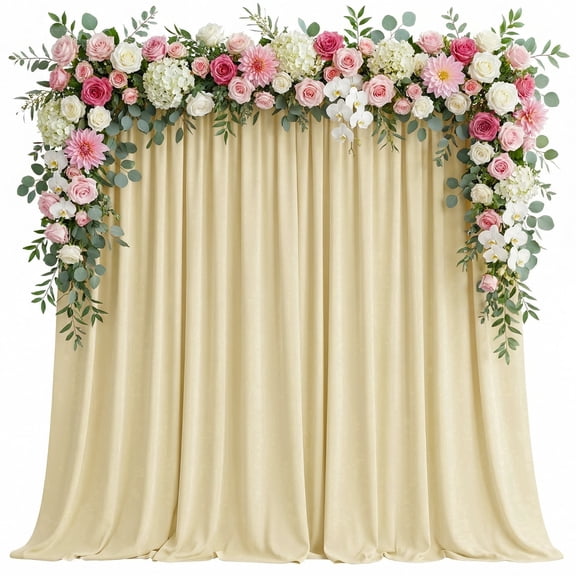 VGMiu Backdrop Curtain for Wedding Parties Beige 10 x 8FT Photo Polyester Backdrop Drapes for Wedding Photoshoot Baby Shower Birthday 2 Panels 5 x 8FT