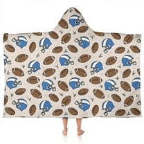 Beige Background Football Helmets Pattern Hooded Bath Towel，50"x30" for Ages 3 To 12 Kids, Quick Dry Lightweight Soft Microfiber Hood Beach Towel Cover Up for Kids