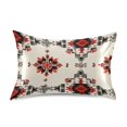 thumbnail image 1 of Beige Background with Black Red Geometric Pattern Satin Pillowcase Envelope Design Pillow Covers 1 Pack Queen Size 20" x 30", 1 of 9