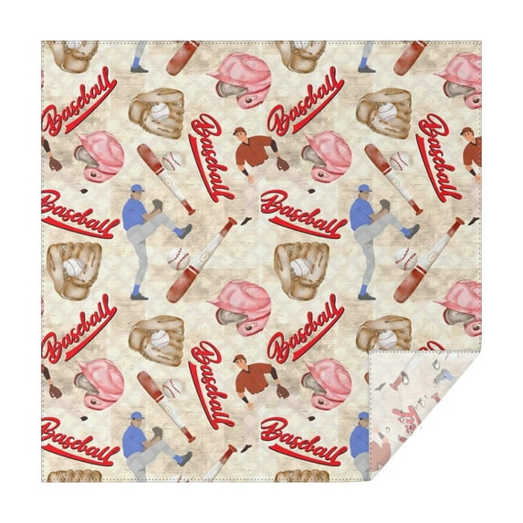 Beige Baseball Elements Pattern Square Tablecloth,Waterproof Square Table Cover,Wipeable Spillproof Washable Table Cover for Home Kitchen Party Decor 42"X42"(107x107cm)