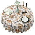 thumbnail image 1 of Beige Baseball Items Pattern Round Tablecloth 60"x60",Wrinkle Wipeable Table Cloth for Kitchen Dining Room Picnic Patio Party, 1 of 6