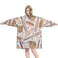 thumbnail image 1 of Beige Baseball Items Pattern Wearable Oversized Blanket,Wearable Blanket Hoodie for Adults,Cozy Hooded Blankets with Super Pockets,Super Warm Fuzzy Pullover for Women & Men, 1 of 6