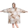 thumbnail image 1 of Beige Baseballs and Bats Pattern Wearable Oversized Blanket,Wearable Blanket Hoodie for Adults,Cozy Hooded Blankets with Super Pockets,Super Warm Fuzzy Pullover for Women & Men, 1 of 6