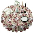 thumbnail image 1 of Beige Baseballs with Flowers Pattern Round Tablecloth 60"x60",Wrinkle Wipeable Table Cloth for Kitchen Dining Room Picnic Patio Party, 1 of 6