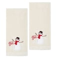 thumbnail image 1 of Beige Bath Hand Towels, 2 Piece, Embroidered Snowman Let it Snow St. Nicholas Christmas, 1 of 9