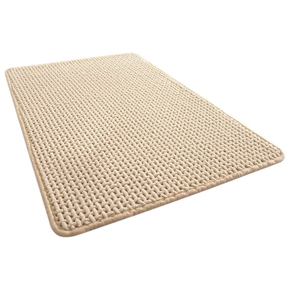Beige Bath Mat Thin, Tan Bath Mat 19.7x31.5in Washable Bathmat for Bathroom Low Profile Bathroom Rug Natural Bath Rug Non Slip Beige Shower Mat(Beige)
