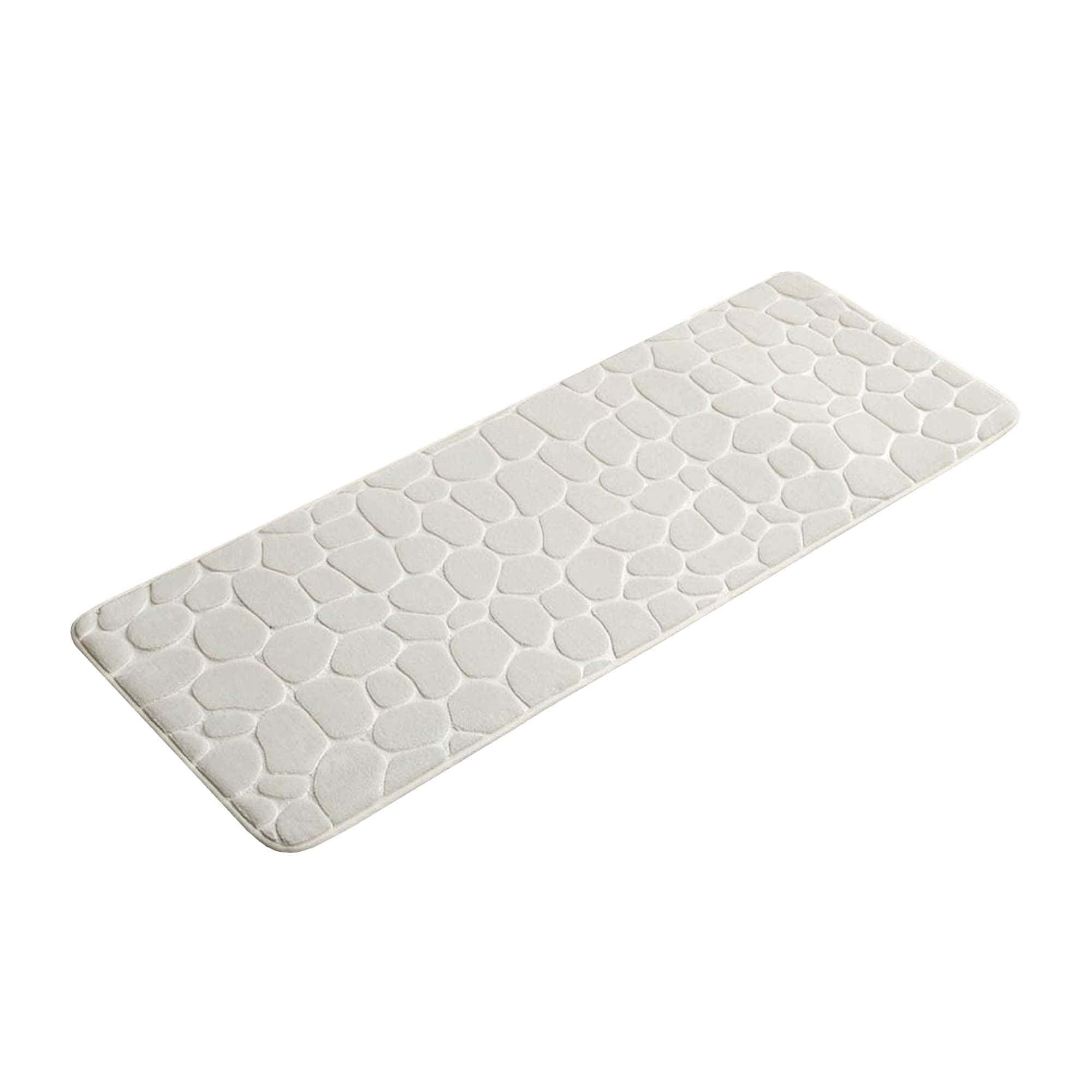 Beige Memory Foam Pebble Design Runner Mat for Bathroom