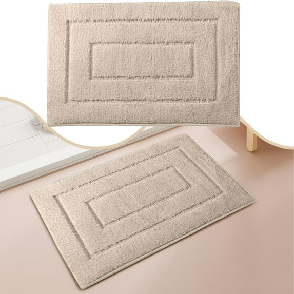 Beige Bathroom Rugs Non Slip, Bath Mats for Bathroom, Super Soft and Water Absorbent, Microfiber Washable Bath Rugs for Floor, Tub and Shower, 16" x 24"
