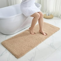 Beige Bathroom Runner Rug 24x70 Non Slip Fluffy Long Bath Mat for Bathroom Floor Washable Plush Luxury Large Bath Rug for Tub Absorbent Runner Rug for Bedside