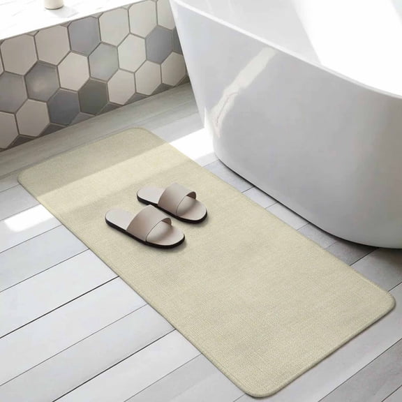 Beige Bathroom Runner Rugs Non Slip Washable Absorbent Narrow Long Bath Mat Modern Minimalist Linen Pure Color Runner Rugs for Kitchen Hallway Bedroom Laundry Study Room 15.7"x47.2"