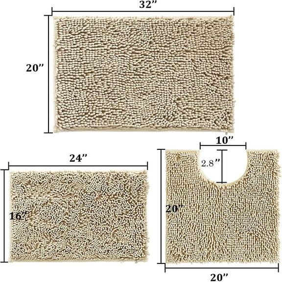 Beige Bathroom Sets 3 Piece, Bathroom Sets Non Slip, Extra Soft Bath Rugs For Bath[1]
