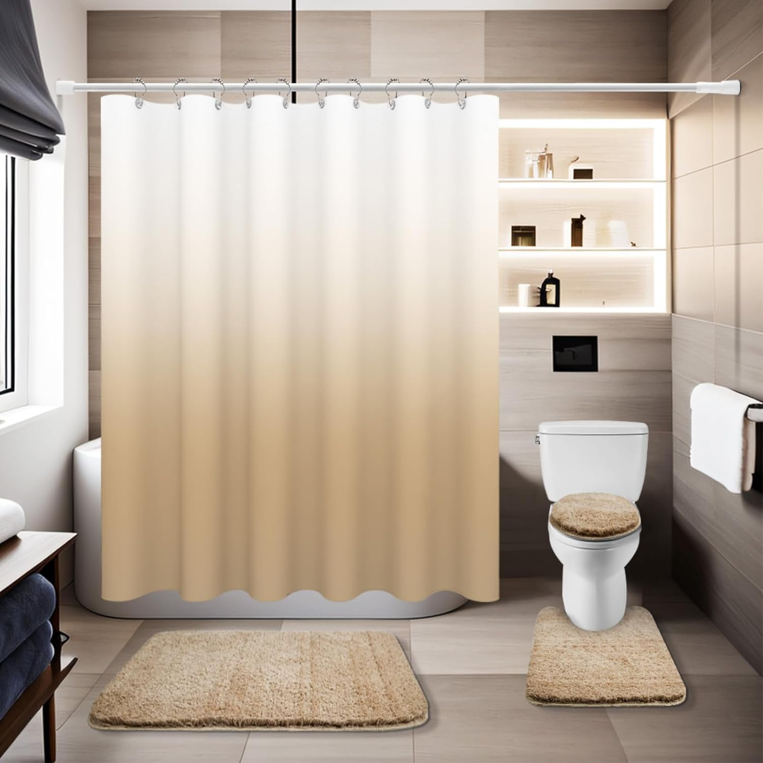 Bathroom Sets with Shower Curtain and Rugs Waterproof Shower Curtain ...