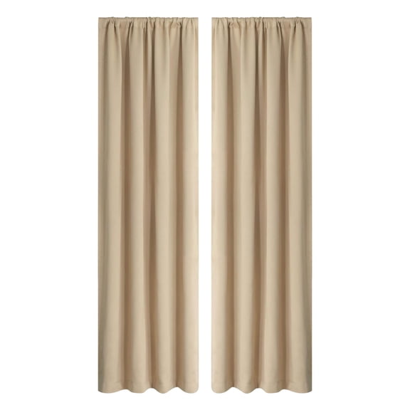Beige Beige Blackout Curtain Thermal Insulation Energy Saving For Bedroom Kitchen 106X182Cm 41.7X71.7 Inch Solid Color Silk Look