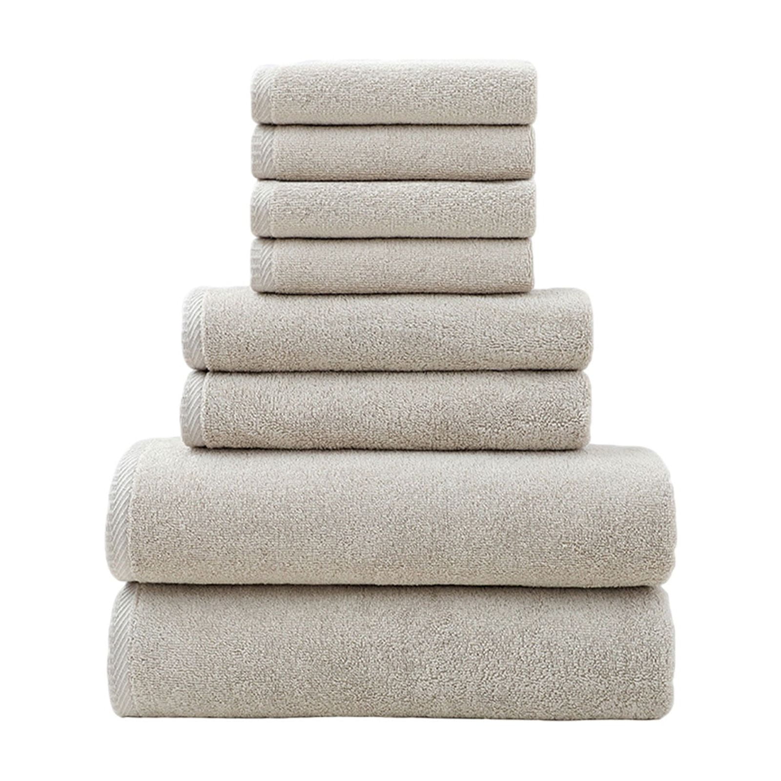 Beige Beige Cotton Bath Collection 8-Piece Towel Set Ultra Absorbent Quick-Dry Fabric Bath Sheet Hand Towel Washcloth Combo #u56uq