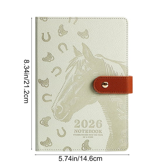 Beige Beige Leather-Look A5 Notebook With Buckle Closure, Contains Horizontal Ruled Pages Serving As A Classic Versatile Journal For Writing And Ideas