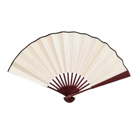 Beige Beige Silk Foldable Hand Fan 8-Inch Decorative Dance Accessory Wedding Ceremony Party Favor Lightweight Portable Performance Fan With Ornate Patterns #21347