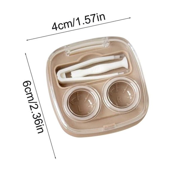 Beige Beige Travel Contact Lens Case Double Lens Compartments With Built-In Accessory Slot Plastic