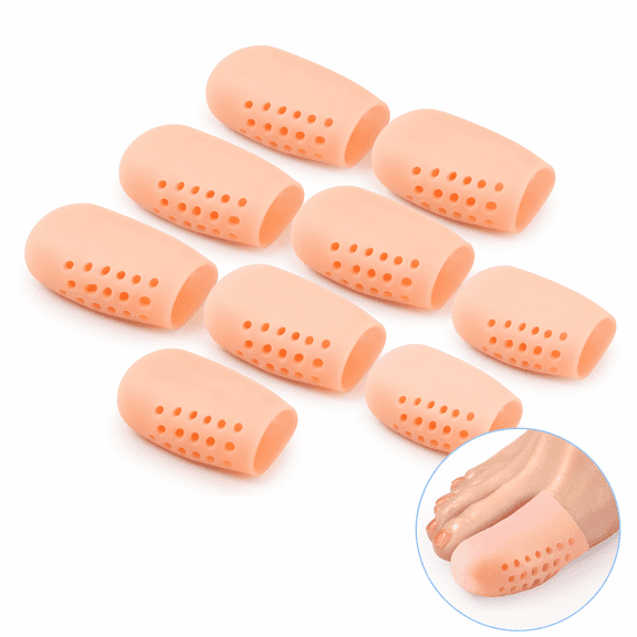 Artrylin Beige Big Toe caps 10 Pack Breathable Gel Toe Cover Protector Sleeve Great to Cushion Toe and Provide Pain Relief from Corns, Blisters Toenails for Woman and Man