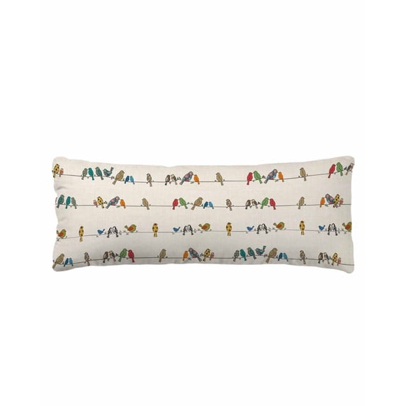 Beige Birds Body Pillow Cover 20 x 54 Inch Decorative Pillow Cover Funny Cute Snowflake Wire Sparrow Rustic Lumbar Pillowcase Seasonal Rectangle Cushion Case for Couch Sofa Bed Living Room