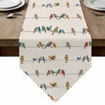 Beige Birds Table Runner Linen Burlap Table Runner 120 Inches Long ...