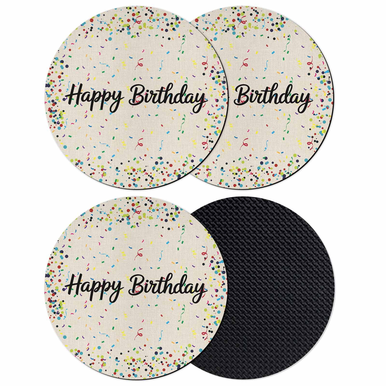 Beige Birthday Coasters Set of 4, Absorbent Coasters for Drinks ...