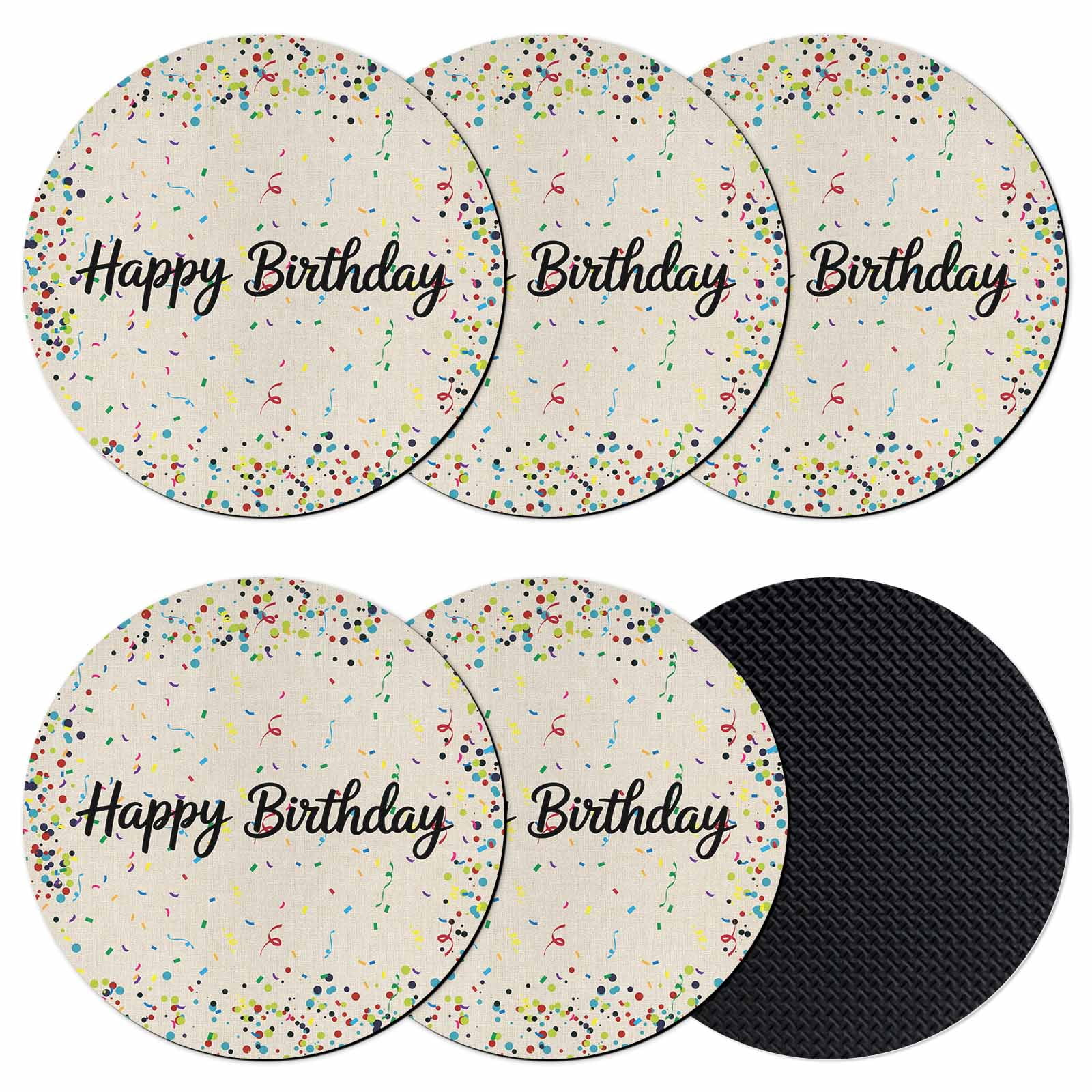 Beige Birthday Coasters Set of 6, Absorbent Coasters for Drinks ...