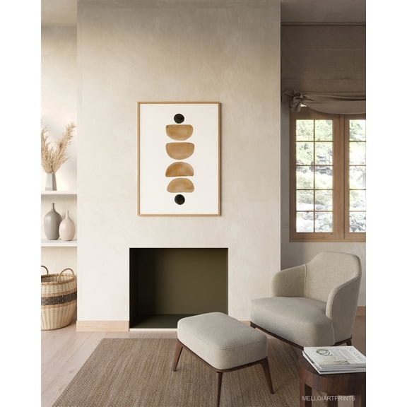 Beige Black Abstract Art Poster Minimalist Home Decor, 8x12 UNFRAMED