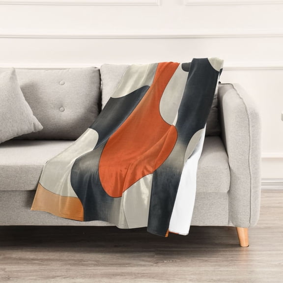 Beige Black Abstract Art Throw Blanket 60" x 90" Soft and Warm Blankets for Couch Sofa and Bed