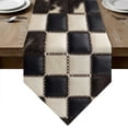 Beige Black Animal Printed Table Runner Linen Burlap Table Runner 72 ...