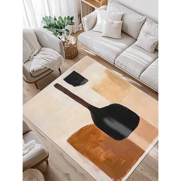 Beige Black Area Rug for Bedroom 4x6 Ft Brown Abstract Art Graffiti Color Block Modern Super Soft fuzzy Throw Rug Non-Slip Fluffy Plush Indoor Floor Carpet for Living Room Nursery Home Decor