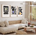 Beige Black Block Colour Wall Art Print Set, Natural Modern Home Decor ...