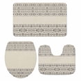 thumbnail image 1 of Beige Black Boho Bath Mat 3 Piece Bathroom Rug Set, Vintage Ethnic Tribe Abstract Art Non Slip Bath Rug Contour Mat and Toilet Lid Cover, Absorbent Shower Mats Soft Bath Rugs and Mats Sets, 1 of 8