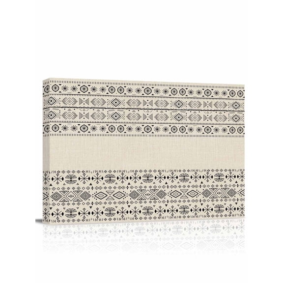 Beige Black Boho Wall Art for Living Room,Canvas Picture Wall Decor for Bathroom Bedroom,Vintage Ethnic Tribe Abstract Art Painting Artwork for Office Kitchen Hallway Dining Room Home Decor 12"x16"