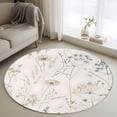 thumbnail image 1 of Beige Black Botanical Round Area Rug 3.3 FT, Non Slip Small Entryway Kitchen Mat, Watercolor Floral Vintage Washable Soft Circular Rug Non-Shedding Door Mat for Bathroom Playroom Kids Room, 1 of 9