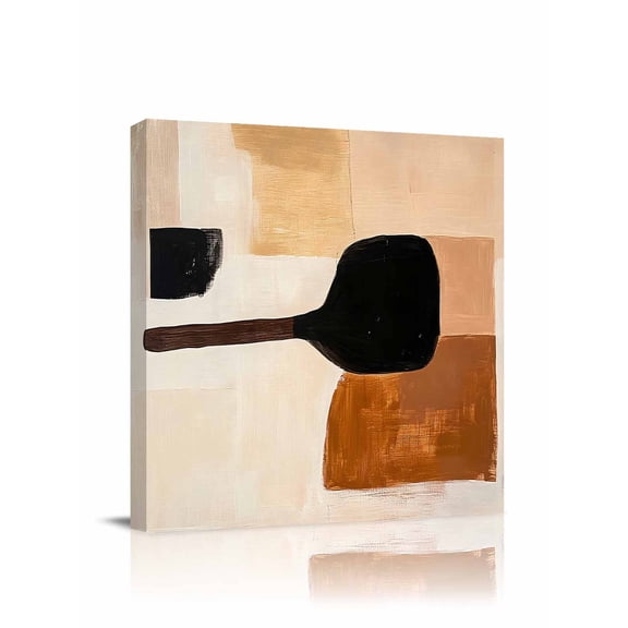 Beige Black Canvas Wall Art, Brown Abstract Art Graffiti Color Block Modern Framed Wall Decor Modern Artwork Prints Painting for Living Room, Bedroom, Kitchen & Cafe Decor 8x8 Inch