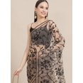 thumbnail image 1 of Beige & Black Floral Embroidered Net Saree - 15443718, 1 of 7