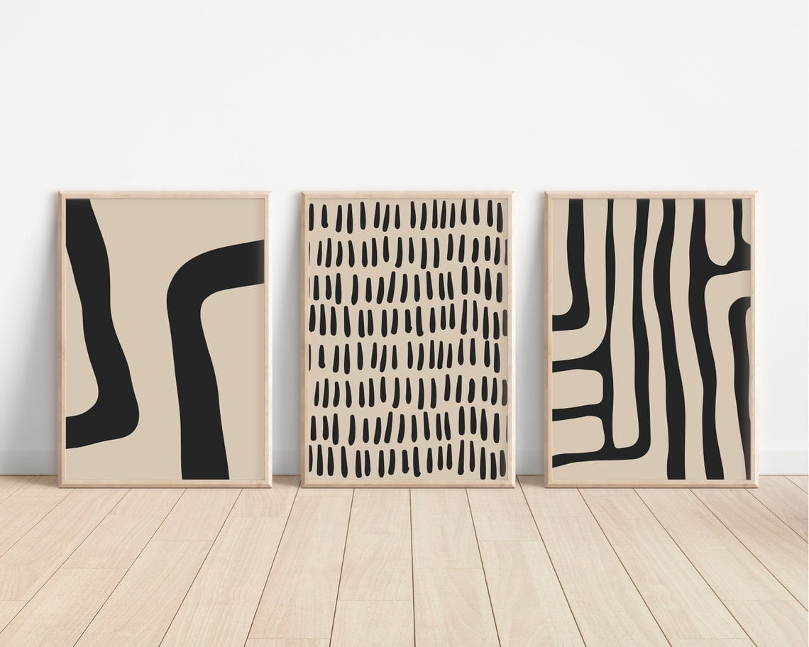 Beige Black Gallery Wall Art Prints Set, Neutral Decor - Walmart.com