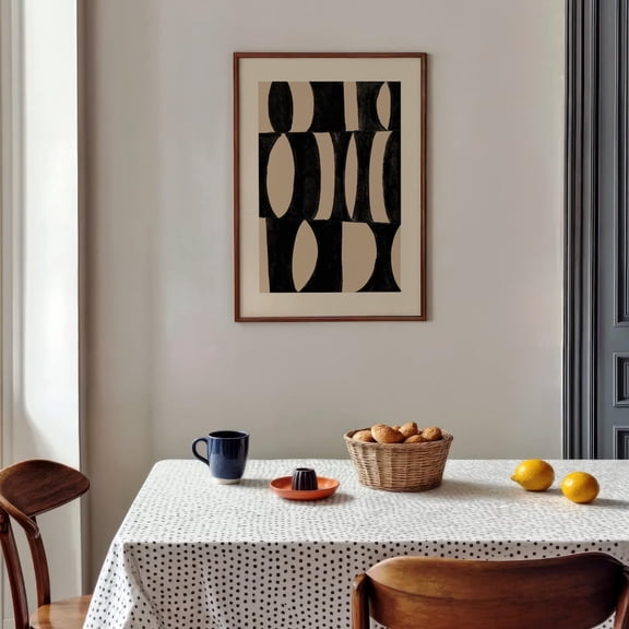 Beige Black Geometric Abstract Art Poster Minimalist Home Decor, 24x36 UNFRAMED