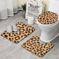 thumbnail image 1 of Beige and Black Leopard Pattern Bathroom Rugs Sets 3 Piece,Toilet Cover Set,Absorbent Non Slip Bathroom Mats Sets with U-Shaped Contour Rug Toilet Rug Set, 1 of 5