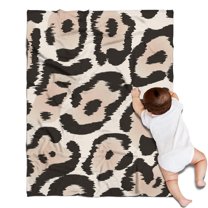 Beige and Black Leopard Pattern Blanket,Comfortable Soft Flannel Throw Blanket,All Season,Warm Lightweight Blankets for Sofa Bed Couch Living Room Chair,30"x40"