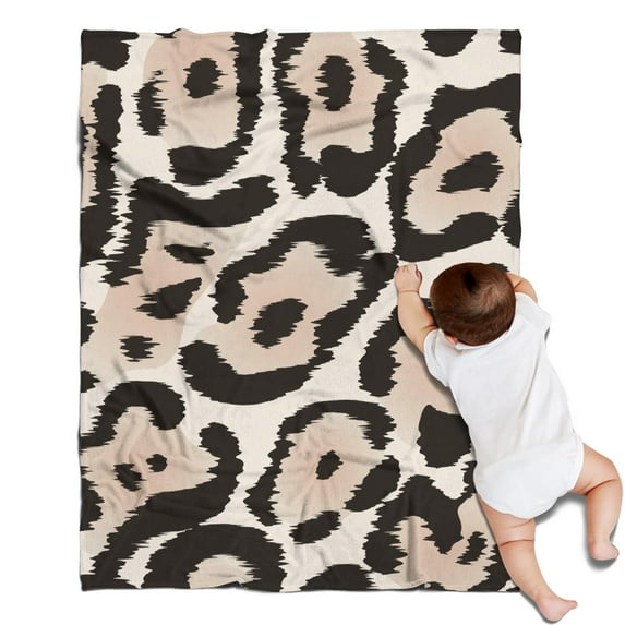 Beige and Black Leopard Pattern Blanket,Comfortable Soft Flannel Throw Blanket,All Season,Warm Lightweight Blankets for Sofa Bed Couch Living Room Chair,30"x40"