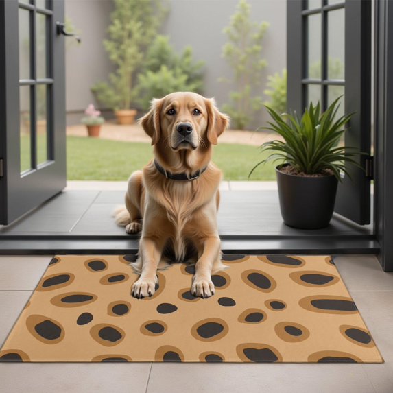 Beige and Black Of Leopard Print Door Rugs,Washable Non Slip Door Mats Indoor,Decorative Door Mats,Entry Mat Indoor for Entrance,Bedroom,Kitchen,Bathroom,20"x32"