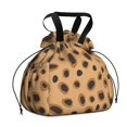 thumbnail image 1 of Beige and Black Of Leopard Print Drawstring Lunch Bag Women - Drawstring Lunch Bag Insulated for Work Office - Stain-Resistant Large Lunchbags for Women with Multi-Pockets, 1 of 6