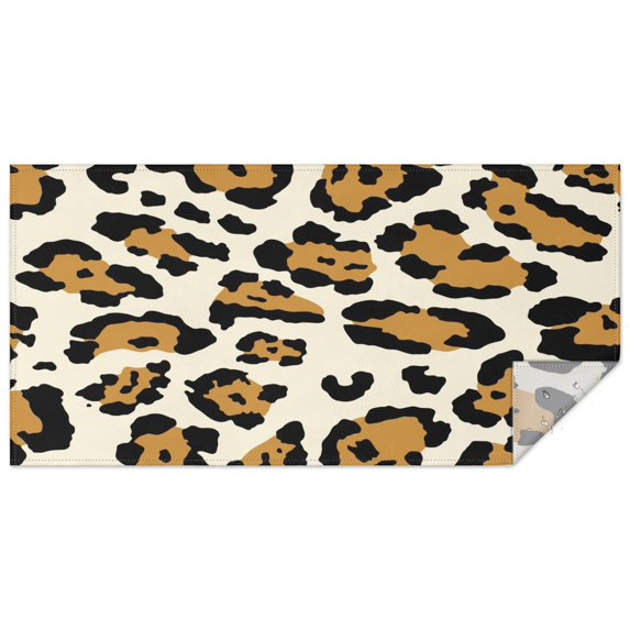 Beige and Black Of Leopard Print Rectangle Tablecloth 60"x120",Waterproof Polyester Rectangle Table Cloth, Wipeable Spillproof Polyester Tablecloth for Dining, Camping, Indoor and Outdoor