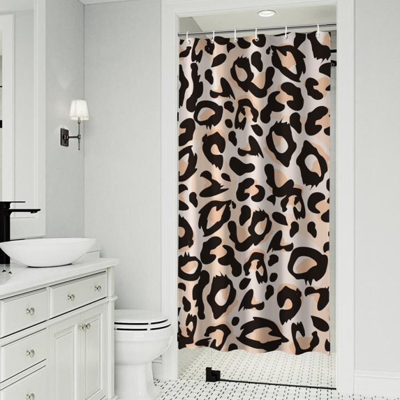 Beige and Black Of Leopard Print Shower Curtain 36"x72" ,Bathroom Decorative Shower Curtains Set with 12 Hooks,Modern Waterproof Washable Shower Curtain