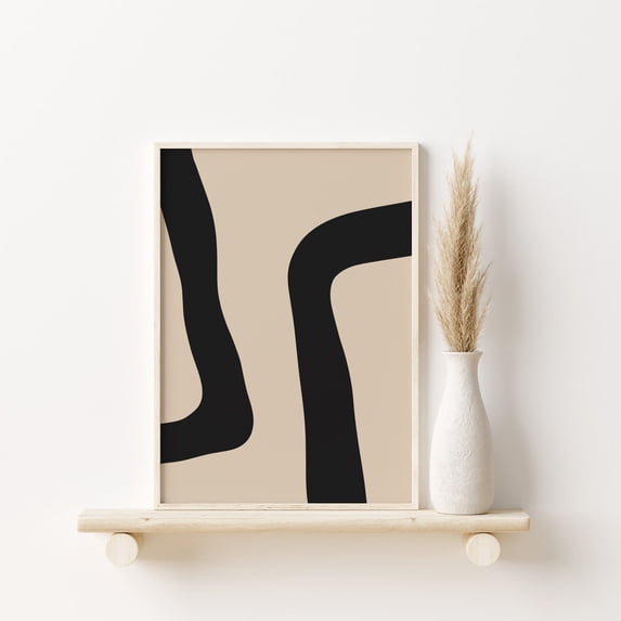 Beige Black Modern Abstract Print // Organic Minimalist Art, Modern Art Print, Neutral Print, Boho Wall Art Art, Wall Art, Modern Wall Decor, 12x18 UNFRAMED