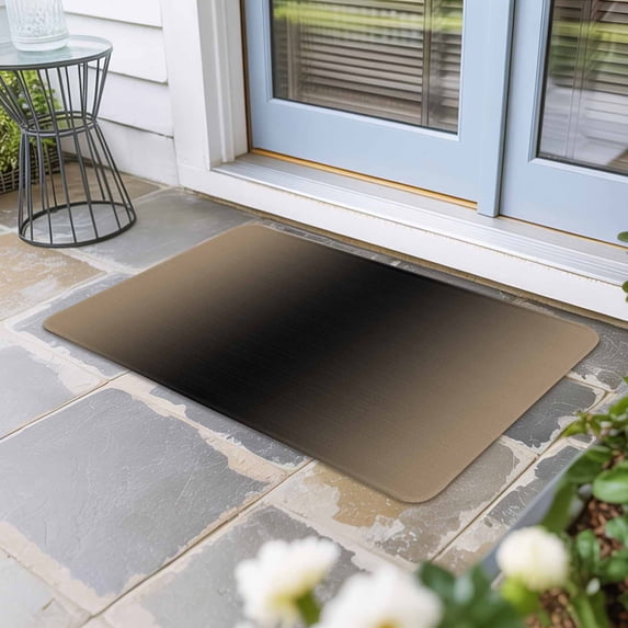 Beige Black Ombre Door Mat Indoor Outdoor, Modern Gradient Abstract Art Non Slip Welcome Mat with Rubber Backing, Absorbent Fabric Front Door Mats Entryway Rug for Home Patio Entrance 18"x30"